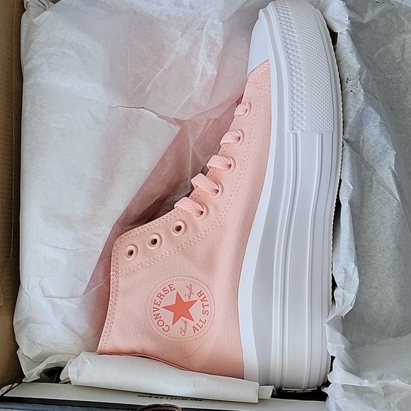 Converse Shoes - Converse Women's CTAS Move Hi Top Platform Sneakers Storm Pink & White Canvas W8